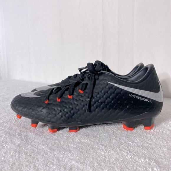 Nike Hypervenom Black W Silver Swoosh Soccer Cleats 7 - Picture 3 of 14